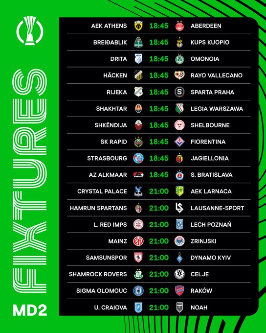"Шахтар", "Динамо" та семеро українців: розклад всіх матчів 2 туру Ліги конференцій